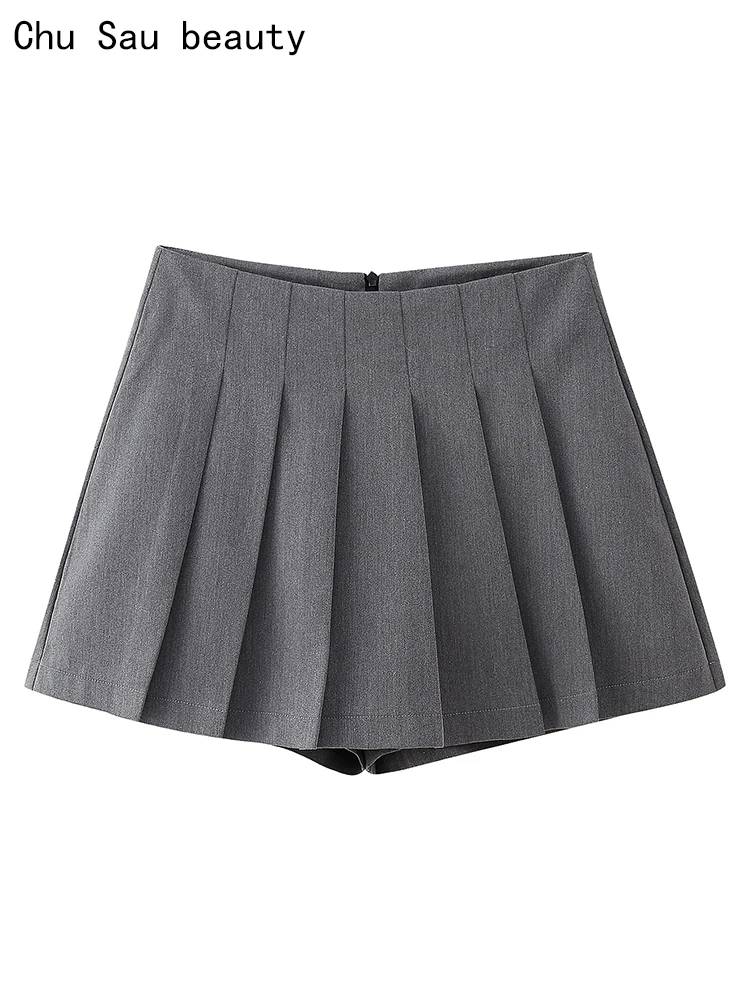 

Chu Sau beauty 2023 Женская Осенняя Мода Милая плиссированная мини-юбка в стиле преппи со средней талией женские юбки в стиле ретро