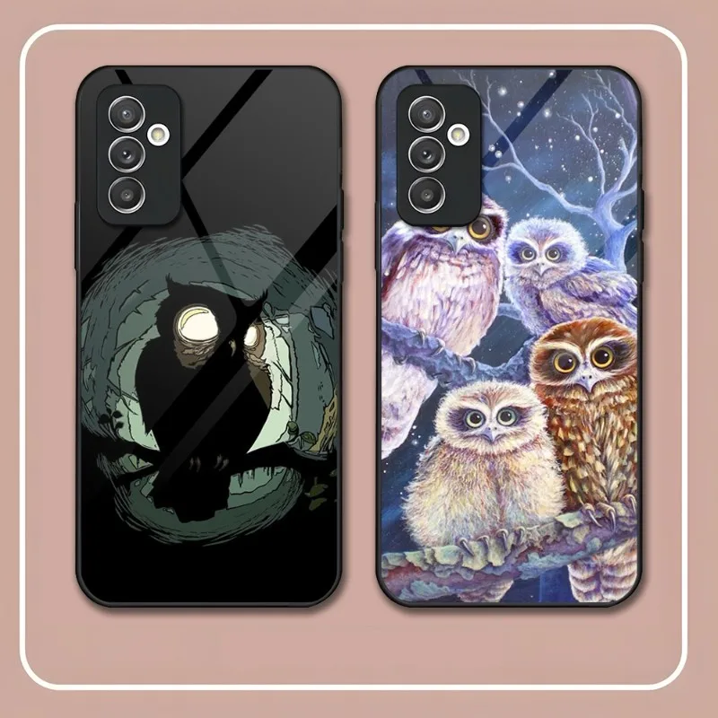 

Owl Phone Case Tempered Glass For Samsung S22Ultra S20 S21 S30 Pro Ultra Plus S7Edge S8 S9 S10E Plus Cover