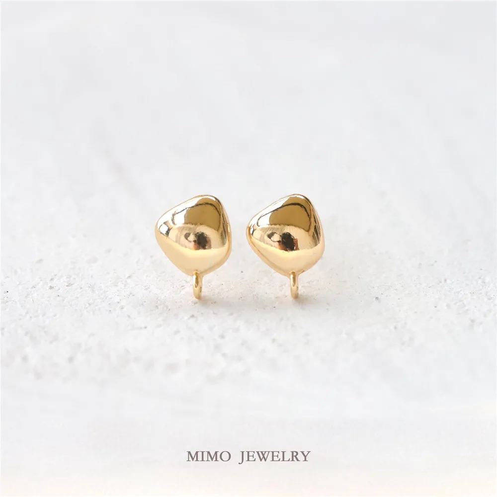 

MIMO JEWELRY Copper gold-plated glossy three-dimensional irregular small stone earrings 925 silver earrings pin DIY accessories
