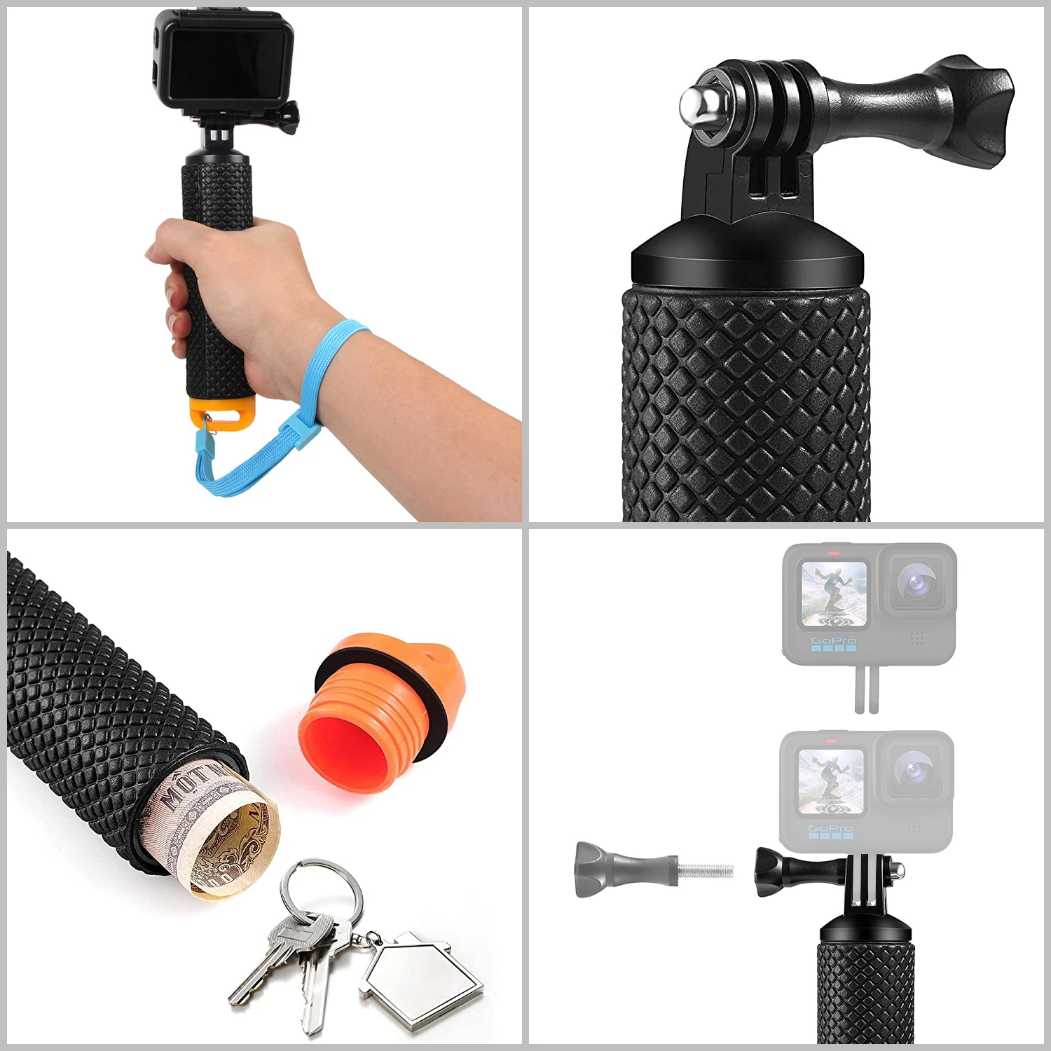 Плавающая Рукоятка Ручка ручной монопод для экшн-камеры DJI Osmo Gopro Hero 9 8 7 5 Black Xiaomi Yi