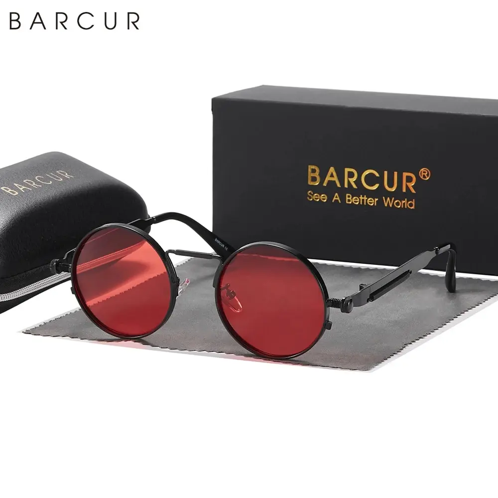 Мужские и женские круглые солнцезащитные очки BARCUR поляризационные ретро-очки в