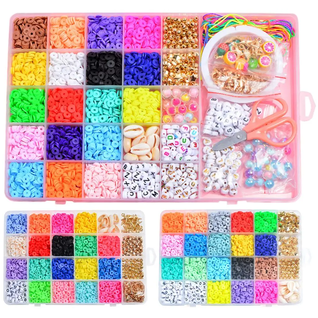

Clay Letter Beads Flat Beads Jump Rings Charm Flat Spacer Beads Lobster Clasp Pendants for Jewelry Making
