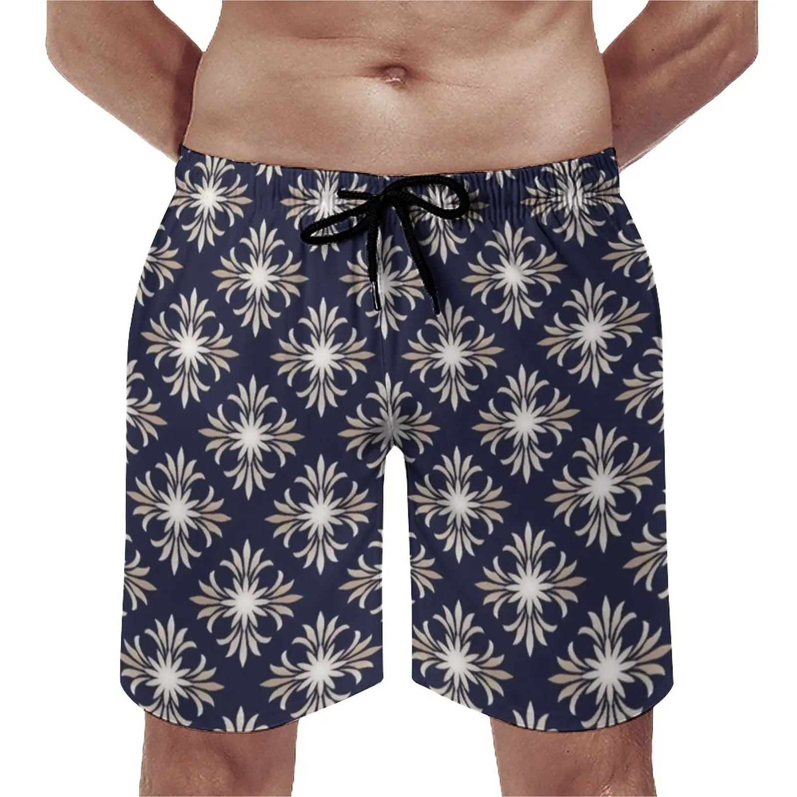 

Summer Gym Shorts Retro Baroque Floral Running Surf Bohemia Print Beach Short Pants Funny Fast Dry Swimming Trunks Plus Size