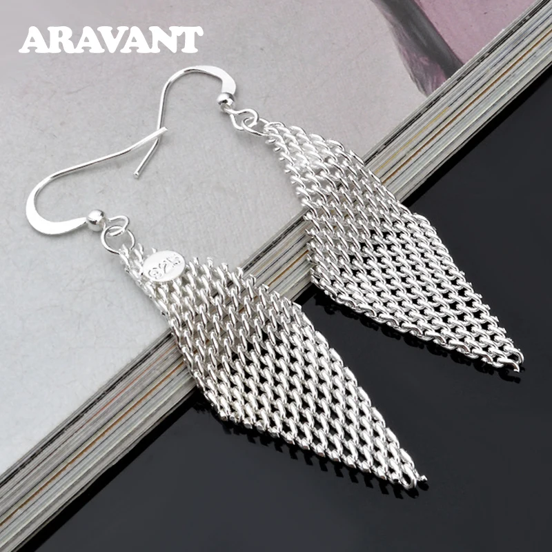 

925 Silver Geometric Drop Earring For Women Fashion Jewelry Christmas Gift