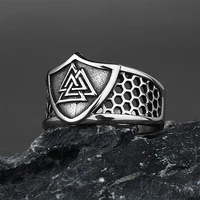 vintage viking valknut ring for men stainless steel norse odin viking triangle rings biker amulet jewelry for boyfriend gift