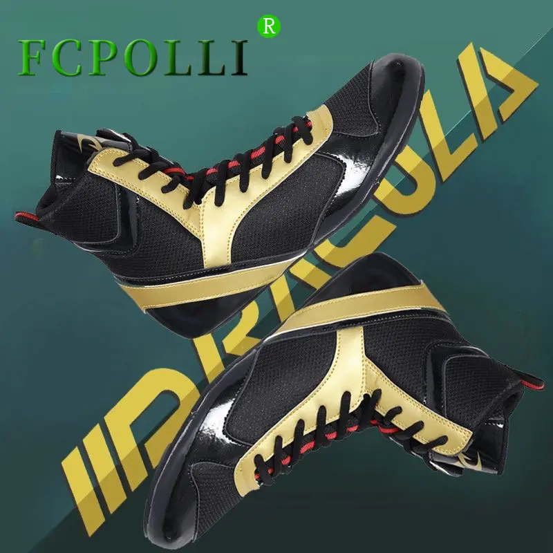 

Fcpolli Wrestling Shoes Men Women Brand Designer Boxing Shoes for Unisex Non-Slip Wrestling Boots Boy Plus Size 45 46 Gym Shoe