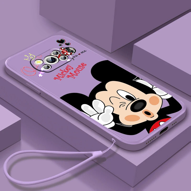 

Disney Minnie Mickey Love Art Liquid Rope Phone Case For Xiaomi Mi Poco M5s M5 X5 X4 X3 M4 M3 F4 F3 GT Pro NFC 5G Soft Cover