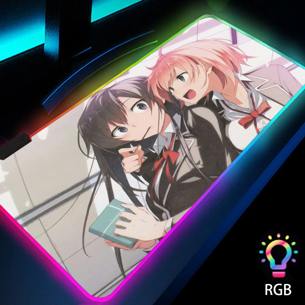 

My Teen Romantic Comedy Anime Girls Mousepad Long Cute Computer Desktop Mats RGB Kawaii Japanese Laptop for Pc LED Speed Backlit
