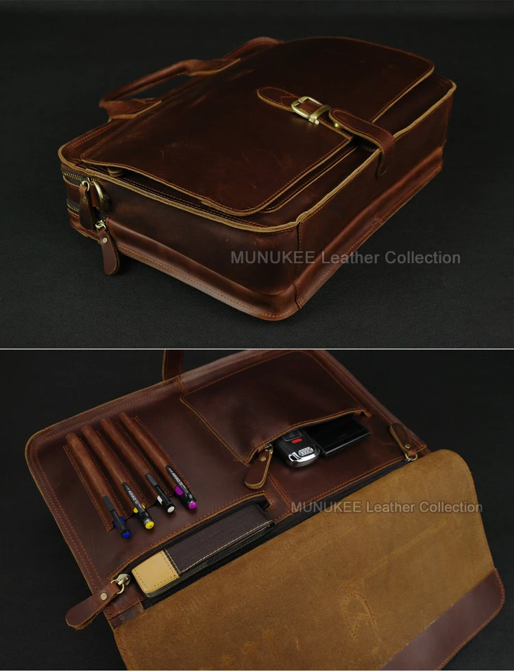 Сумка-мессенджер мужская из натуральной кожи под ноутбук 14 дюймов