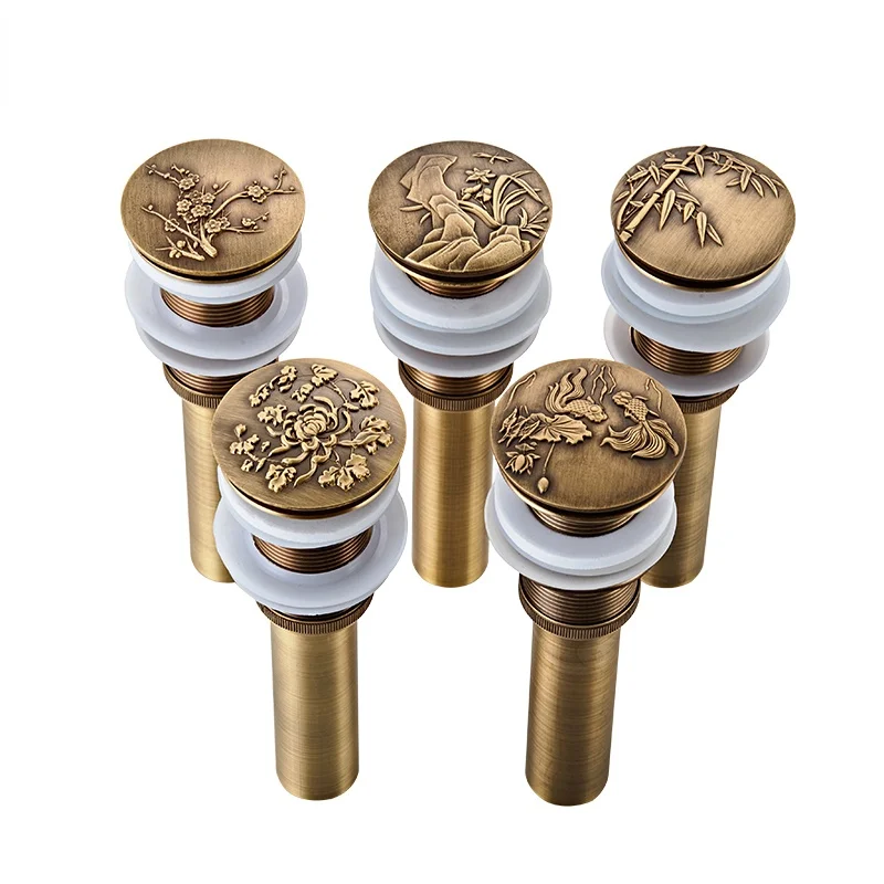 

Bathroom Sink Sink Pop-up Drain Pipe Antique Finish Brass Material Wash Basin Drain Pipe Bathroom Drain Plug Kitchen Accessories