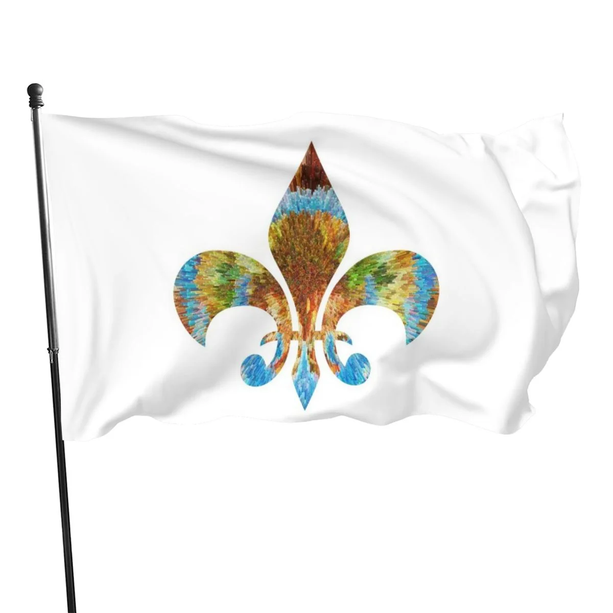 

Fleur De Lis Gold N Silver Engraved flag banner 5*3 in