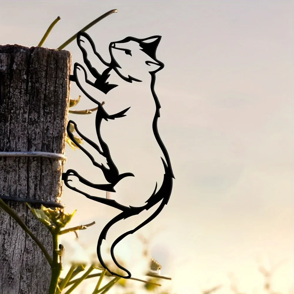 Металлическая кошачья декоративная подставка: деревенский уличный декор для