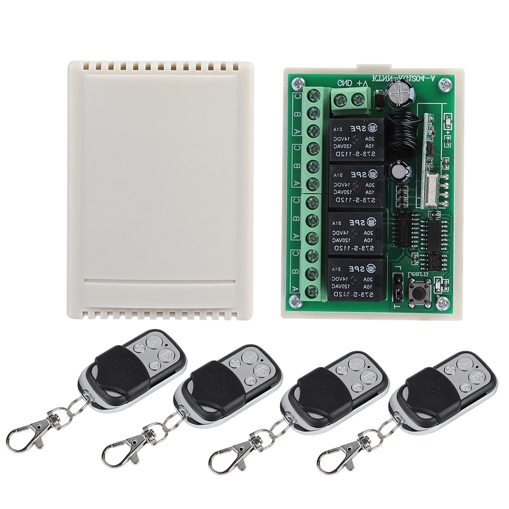 

Multi-function 4-way Remote Control Switch Wireless Relay Switch Receiver Replacement