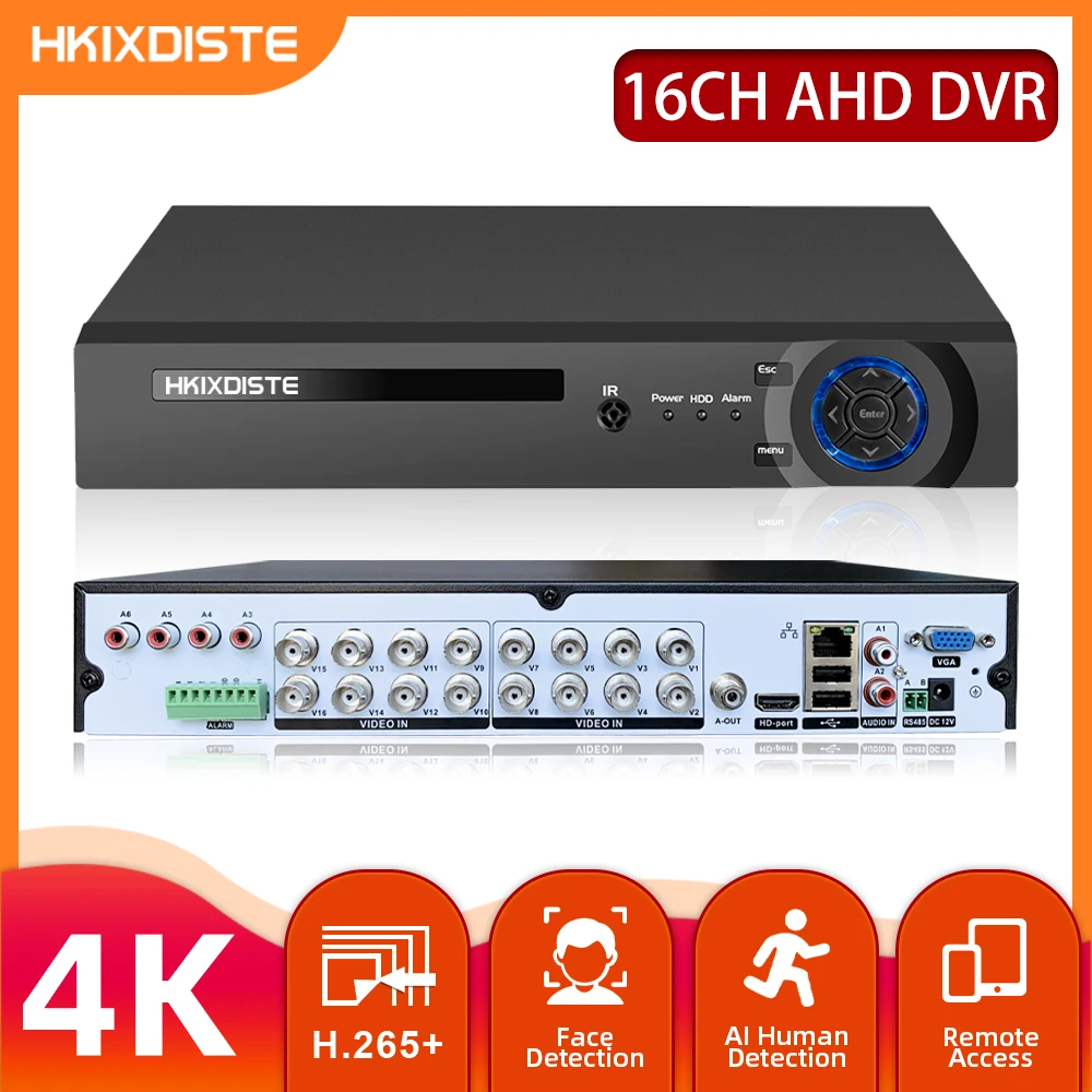 

16CH AHD DVR HD 8MP CCTV Security Camera System Kit 6 IN 1 16 Channel Hybrid DVR 8 Channels Digital Video Surveillance Recorder