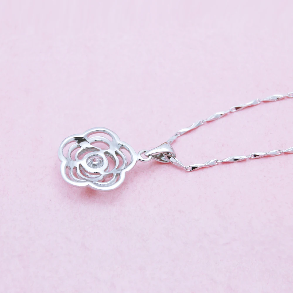 Цепочка с подвеской в виде цветка для мужчин и женщин из серебра 925 пробы
