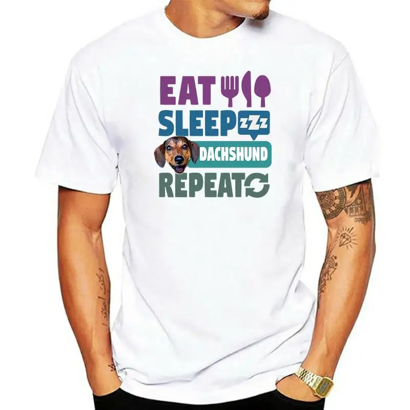 

eat sleep dachshund repeat dog face dog t shirt men create tee shirt O Neck streetwear Anti-Wrinkle Casual Spring Autumn tshirt