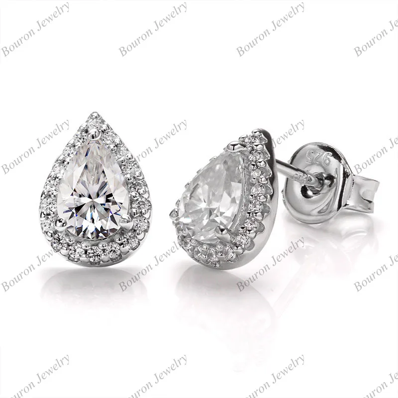 

S925 Engagement Earring Pear Moissanite Gemstone Earring 925 Sterling Silver Jewelry Bouron