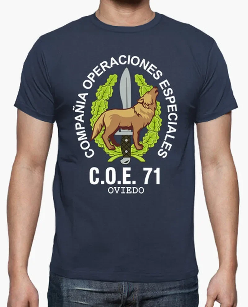 Испанская мужская футболка C.O.E OVIEDO Operaciones Especiales повседневная летняя с коротким