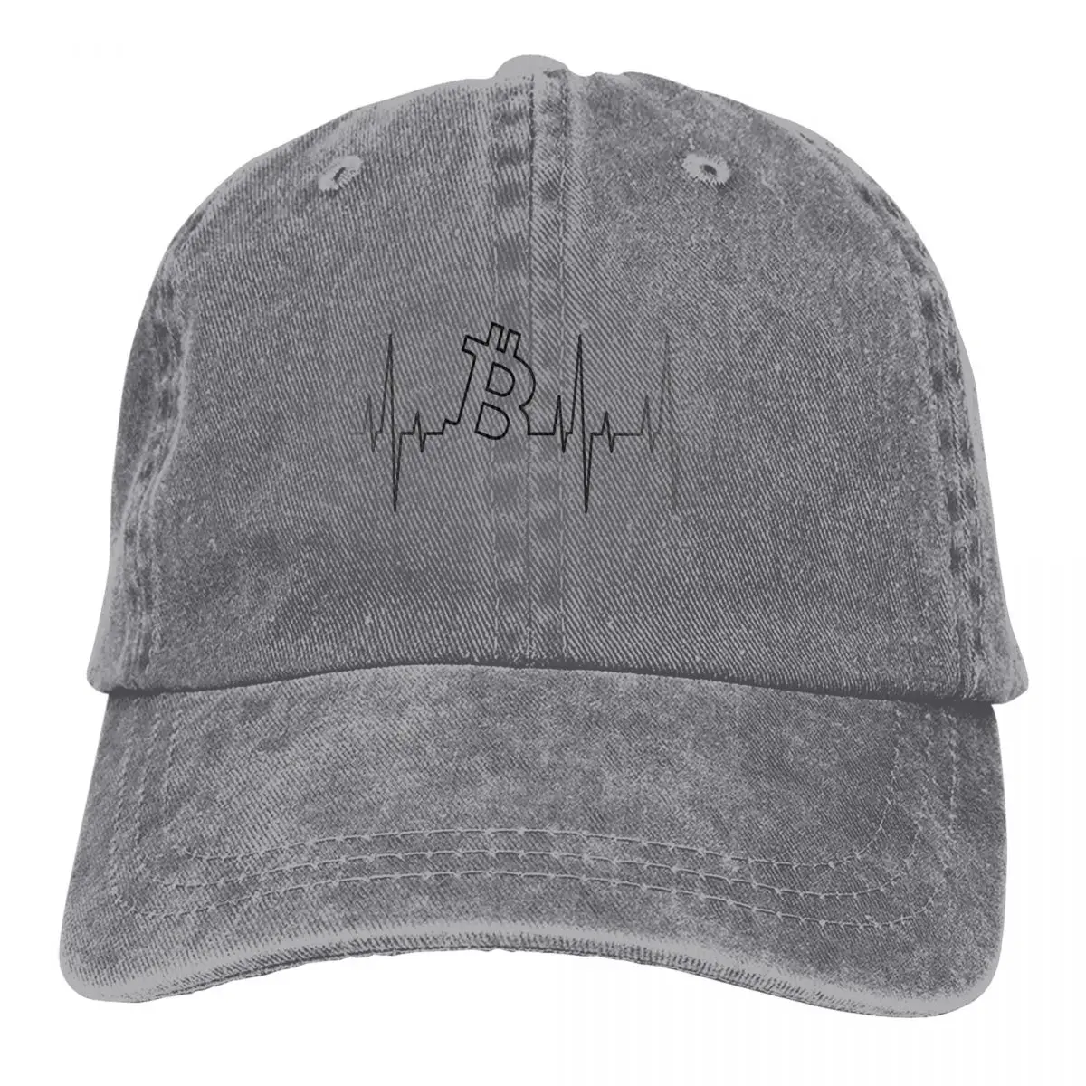 

Washed Men's Baseball Cap Bitcoin Heartbeat Black Trucker Snapback Caps Dad Hat Golf Hats