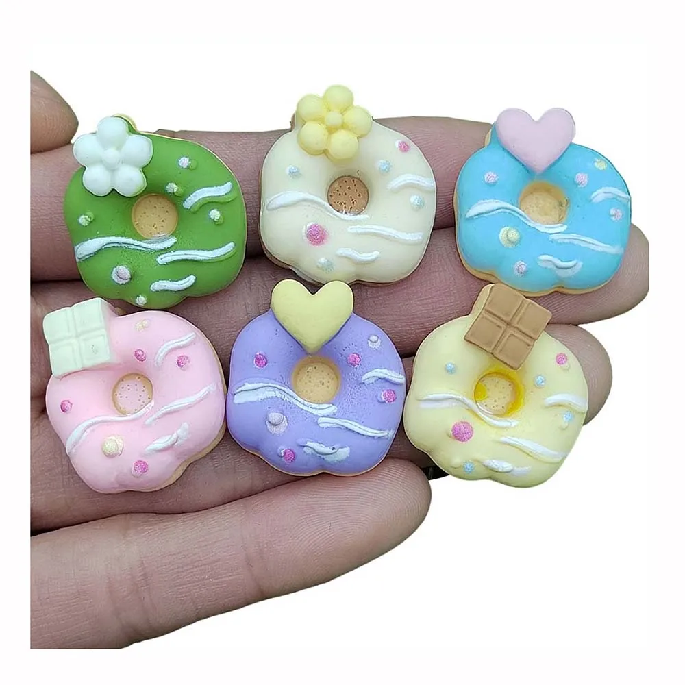 

Simulation Cartoon Donuts Flat Back Resin Cabochon Simulation Food DIY Embellishments For Scrapbooking Phone Decor Parts