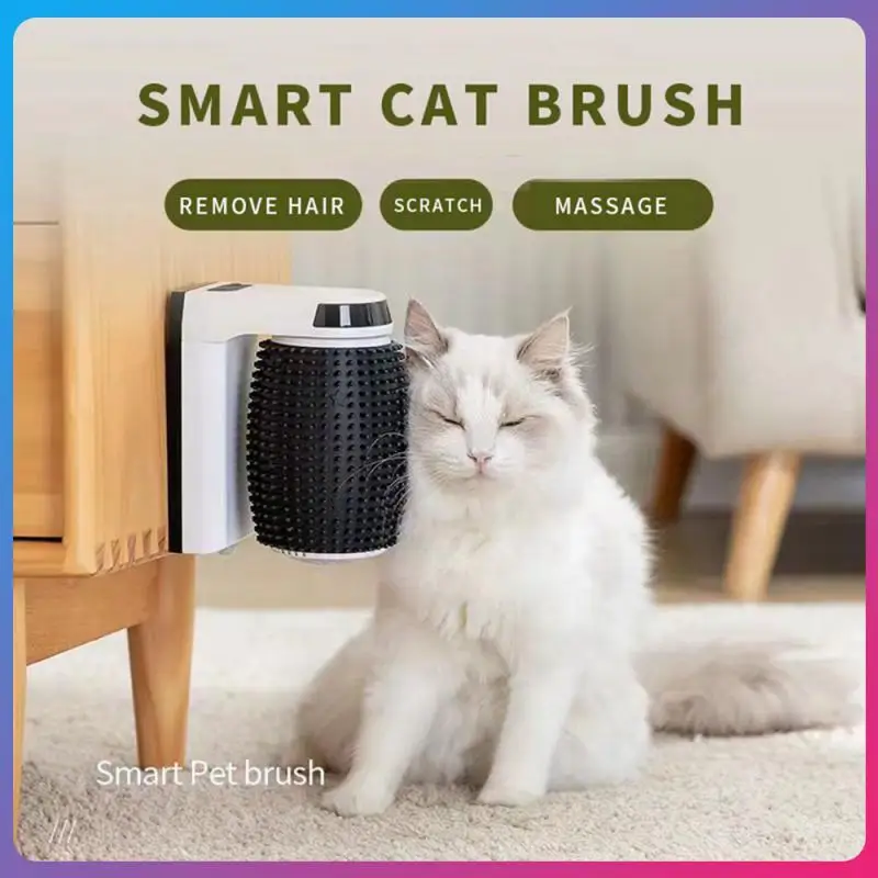 

Умная щетка для кошек С Кошачьей Мятой, автоматический вращающийся уход за кошкой, настенный угловой, товары для ухода за кошками, Электрический массажер