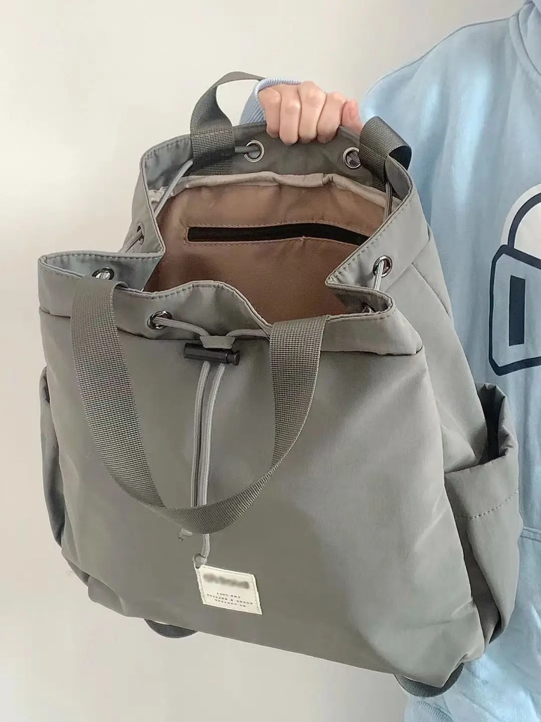 Backpack Large Capacity Sports And Leisure Bag Solid Color Versatile Schoolbag Student Backpack American Commuter Handbag Women