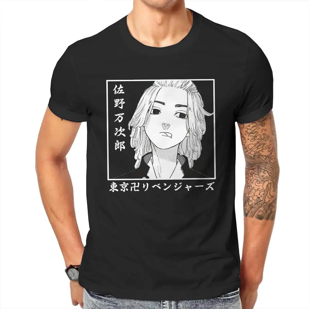 Men T-Shirt Mikey Tokyo Revengers  Unique Pure Cotton Tees Short Sleeve Japanese Anime T Shirts O Neck Clothing Graphic