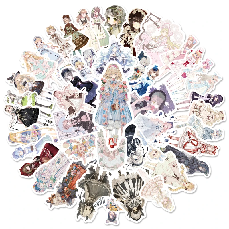 

10/50PCS Sen Goth Girl Lolita Girl Stickers Watercolor Hand-painted Decals Sticker for Daily Scrapbooking Laptop Phone Kids Toys