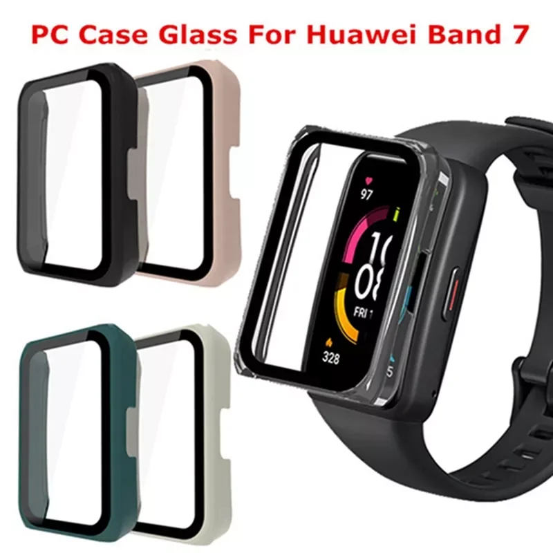 

3D Film+Hard PC Case For Huawei Band 7 Smart Watchband Cover Screen Protector on honor band 6 huawei band6 band7 Protective Case