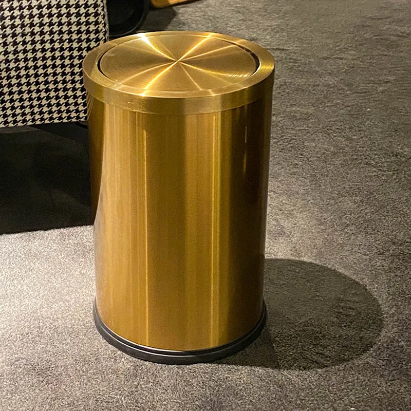 

Stainless Steel Trash Can Metal Gold Elegant Bathroom Garbage Bin House Container Recycling Botes De Basura Cleaning Tools