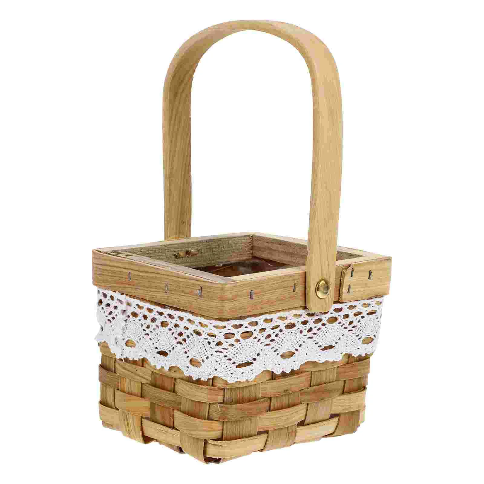 

Basket Flower Rattan Baskets Woven Fruit Storage Wedding Wooden Girl Bread Decorative Rustic Homesnack Petal Gift Empty Water