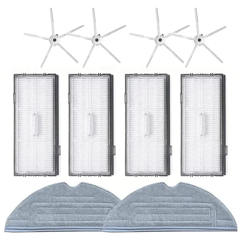 

10 Pcs Accessories For Xiaomi Roborock S7 T7S T7PLUS Vacuum And Floor Mopping Robot, 4 Side Brushes, 4 Filters, 2 Rags