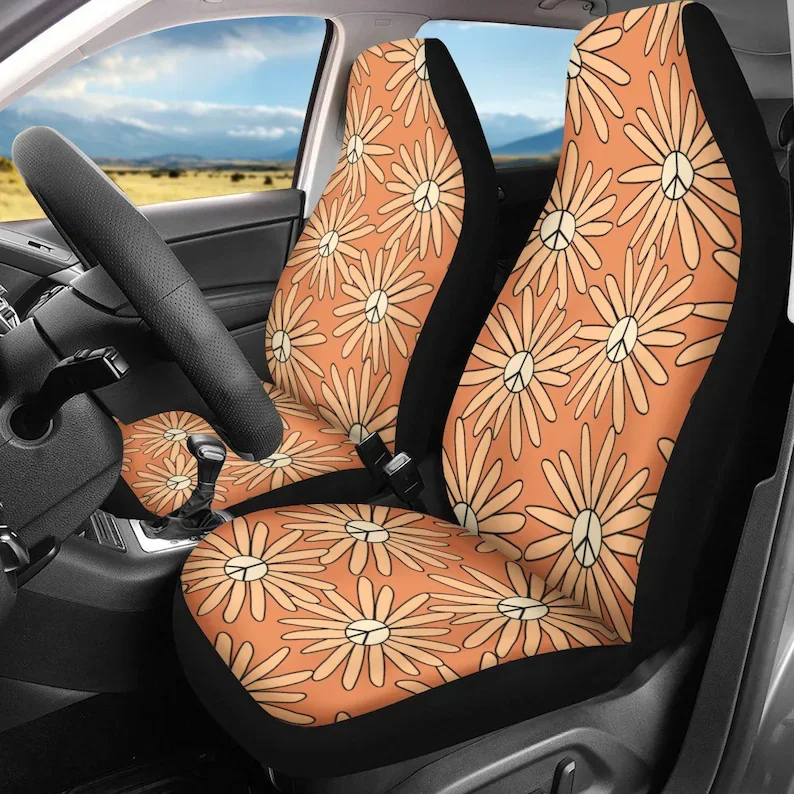 

Peace and Love Car Seat Covers, Retro Car Seat Covers, Retro Car Accessories, Cottagecore, Hippie Car Seat Covers, Car Accessori