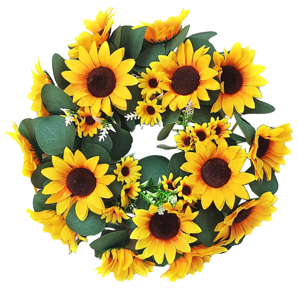 

Exquisite Fake Flower Wreath Hanging Decor Sunflower Wreath Scene Ornament