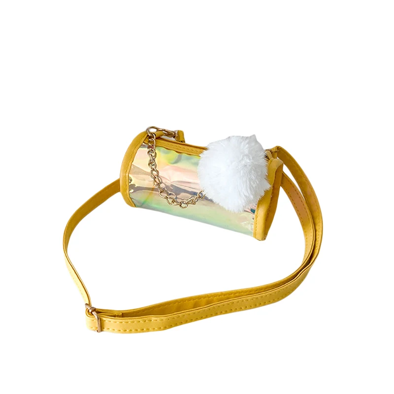 

Новинка 2022, Детская сумка через плечо для девочек, красивый прозрачный кошелек на плечо карамельных цветов с помпонами, женская сумка