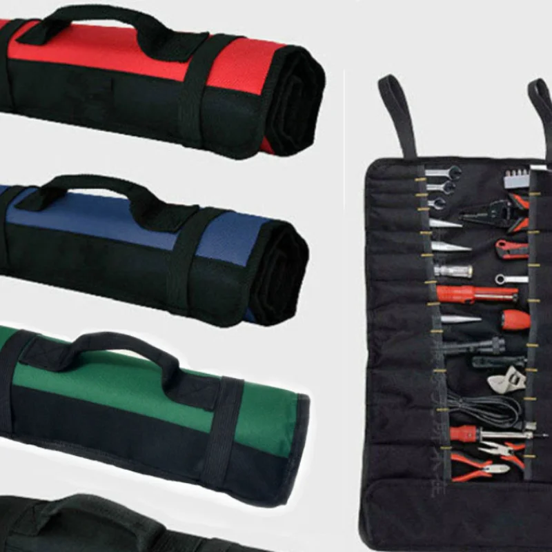 22 Pockets Hardware Tool Bag Roll Pliers Screwdriver Spanner Carry Case Pouch Bag Rolled Portable Hardware Holder Oxford Cloth