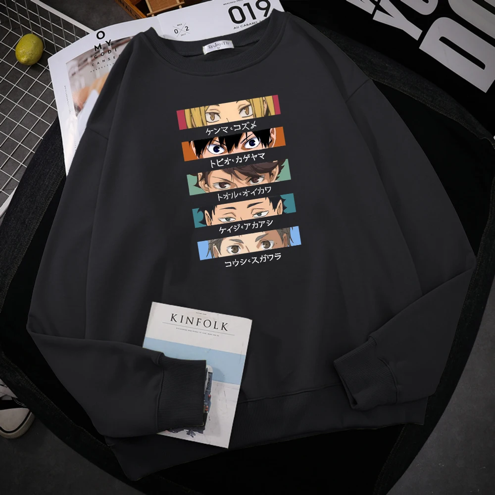 

Haikyuu Anime Character Eyes Printed Men's Hoody Autumn Fit Sweatshirt simple big size Hooded Street Fleece Streetwear Woman