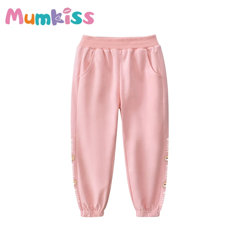 

Детские спортивные штаны Mumkiss на весну и осень, хлопковые детские повседневные штаны с мультяшным рисунком, однотонные свободные уличные сп...