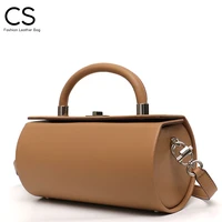 cs fashion trend women real leather shoulder bag top handle box purse niche brand luxury barrel shaped crossbody handbags purses