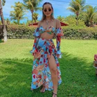 2021 сексуальный комплект бикини и обложки, женский купальник с принтом, купальник с высокой талией, летний купальный костюм, пляжная одежда, бикини для женщин