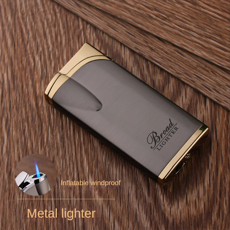 

Creative зажигалка high-temperature direct-flow zapalniczka windproof metal body blue flame ultra-thin gas lighter