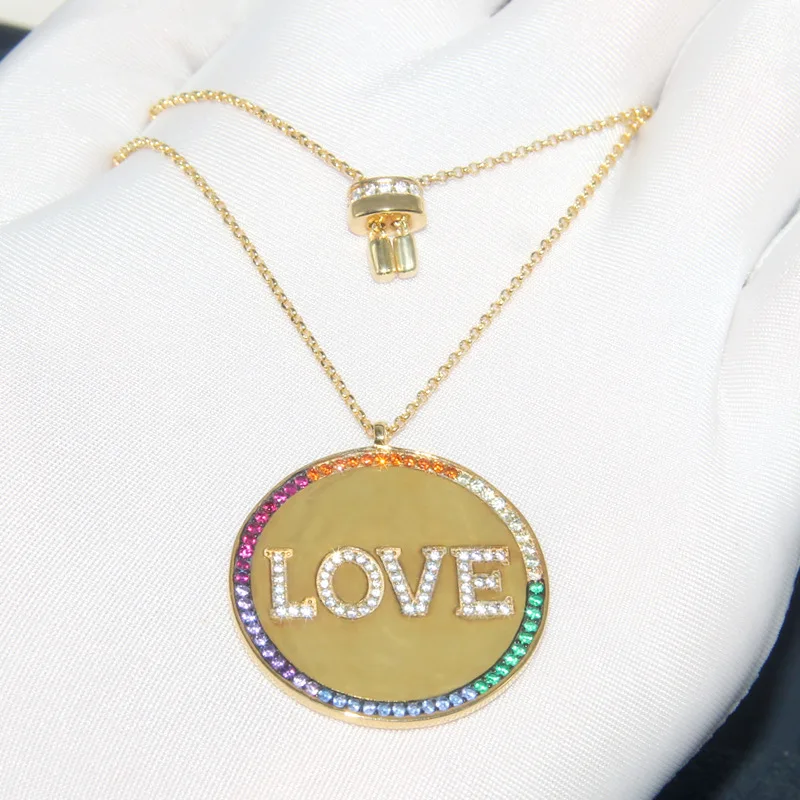 

Sterling Silver Necklace Women's Colorful Crystals round Sweater Chain