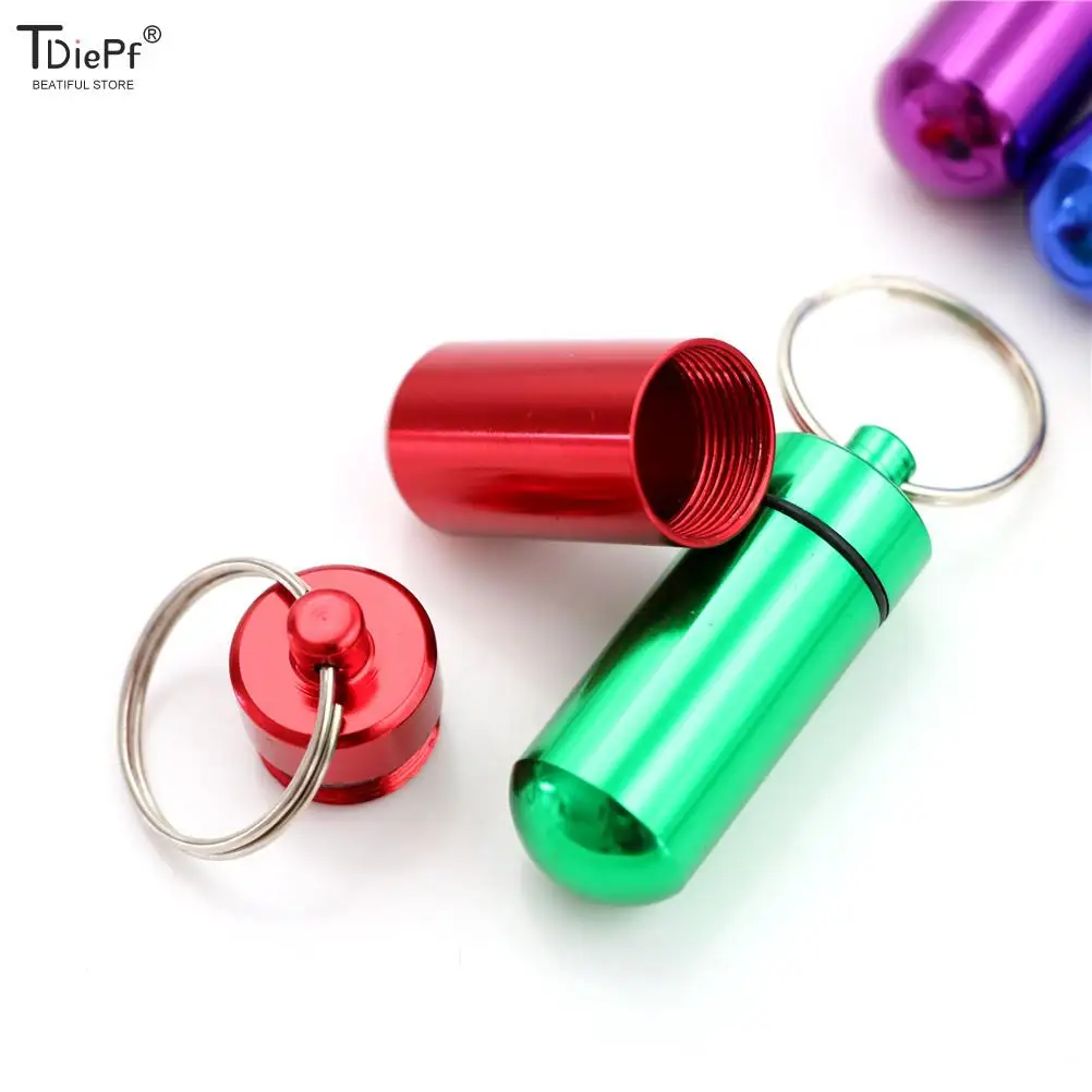 1/5pcs/set Hot Sale Pillbox Keychain Pill Box WaterProof Aluminum Drug Cases Bottle Holder Container For Medicines - купить по