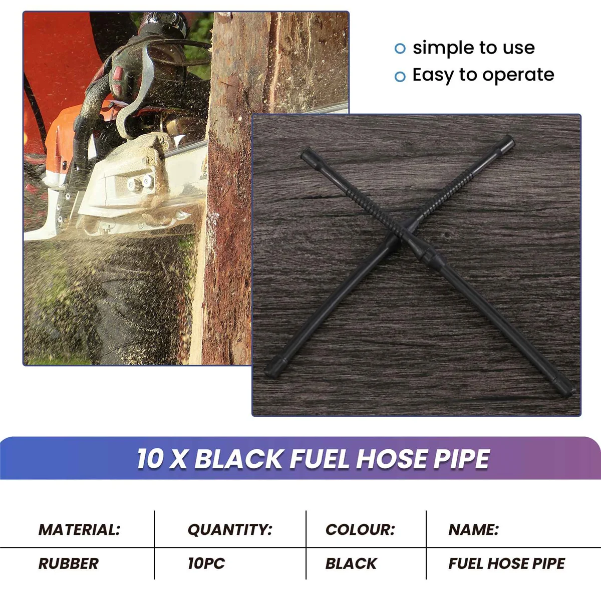 10X черный топливный шланг для китайской бензопилы 4500 5200 45Cc 52Cc 58Cc MT-9999 пластиковые