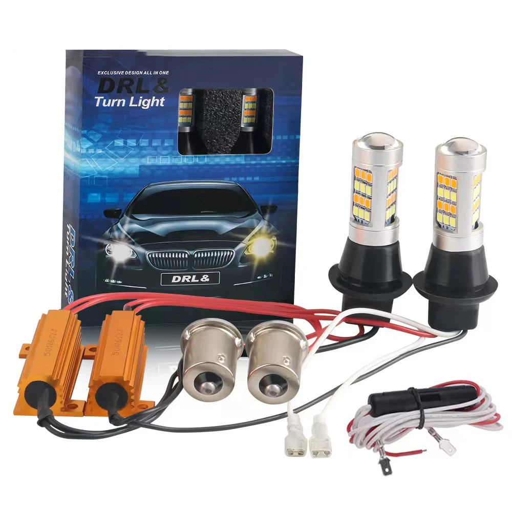 Дневные ходовые огни 2X T20 7440 W21W WY21W 1156 P21W PY21W BAU15S 50W 2835 42SMD, дневные ходовые огни и передние поворотные сигналы все в одном 12 В