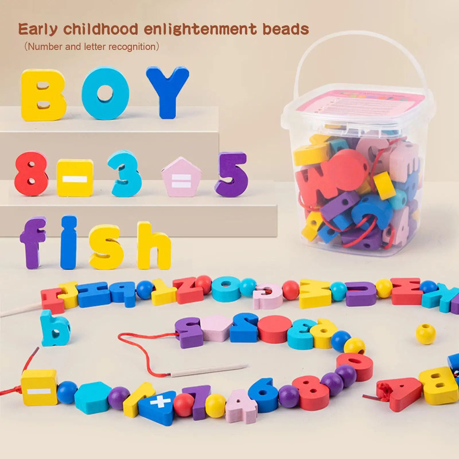 

Primary Lacing Beads Educational Montessori Stringing Toy Threading Toy Autism Toys Toddlers Kids Preschool Children Training