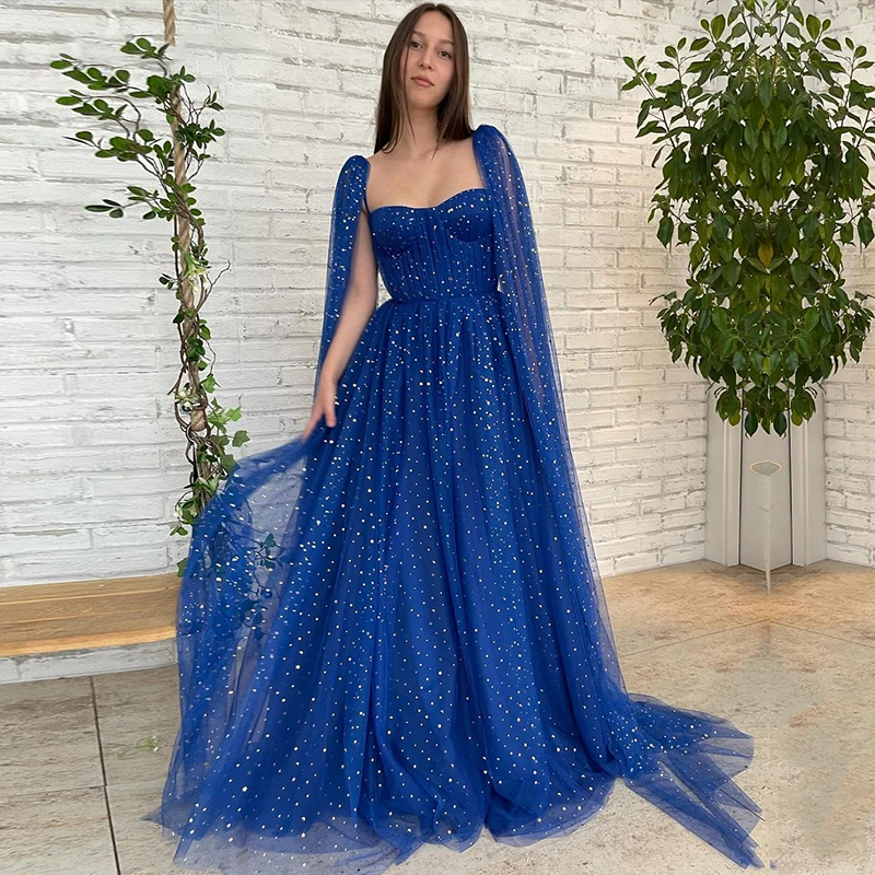 

A-Line Tulle Boat Neck HF164 Evening Party Dresses For Women Floor Length Luxury Elegant Gowns Vestidos De Noche Robes Soirée