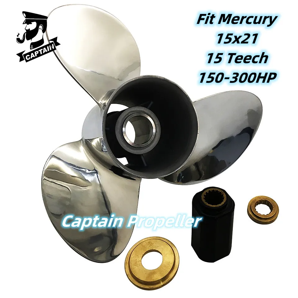 

Captain Boat Propeller 15x21 Fit Mercury Outboard Engines 90 115 135 175 220 225HP Stainless Steel 3 Blade 15 Tooth Spline RH