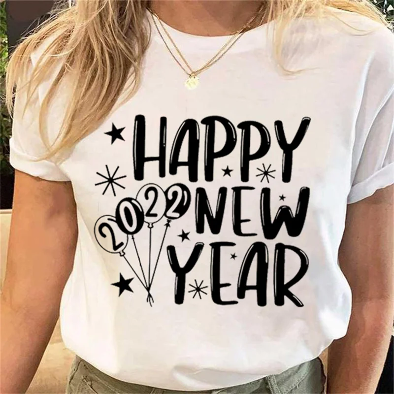 90s Ladies 2023 New Christmas Short Sleeve Letters Casual Style Fashion Top Print T-shirt Women's T-shirt DW124