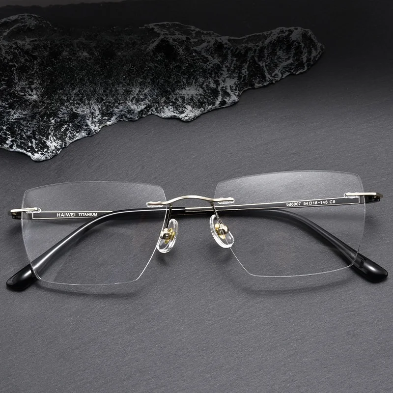 Сверхлегкая титановая оправа для очков деловая безрамочная мужская легкая